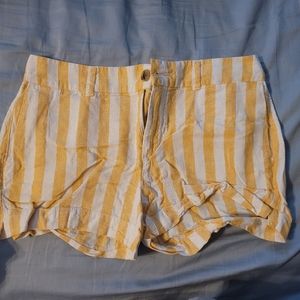Yellow and White Striped Shorts